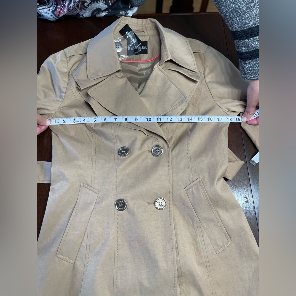 Express Tan Trench Coat with Notched Lapels - Picture 12 of 15